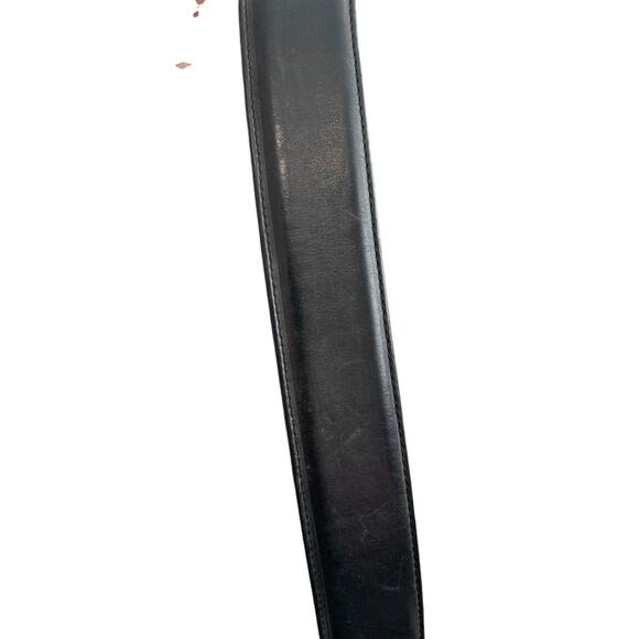 Vintage 1995 JUSTIN Western Black Brown Leather Belt Cowboy Silver Tone Buckle - Picture 5 of 16